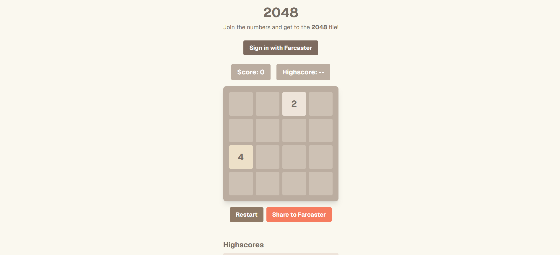 2048 - Farcaster Mini Apps